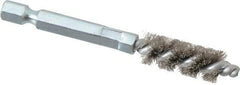 Schaefer Brush - 1/4 Inch Inside Diameter, 7/16 Inch Actual Brush Diameter, Stainless Steel, Power Fitting and Cleaning Brush - 1/4 Shank Diameter, 3-1/8 Inch Long, Hex Shaft Stem, 3/8 Inch Refrigeration Outside Diameter - Exact Industrial Supply