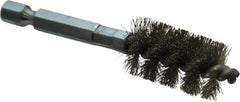 Schaefer Brush - 1/2 Inch Inside Diameter, 11/16 Inch Actual Brush Diameter, Stainless Steel, Power Fitting and Cleaning Brush - 1/4 Shank Diameter, 3-1/8 Inch Long, Hex Shaft Stem, 5/8 Inch Refrigeration Outside Diameter - Exact Industrial Supply