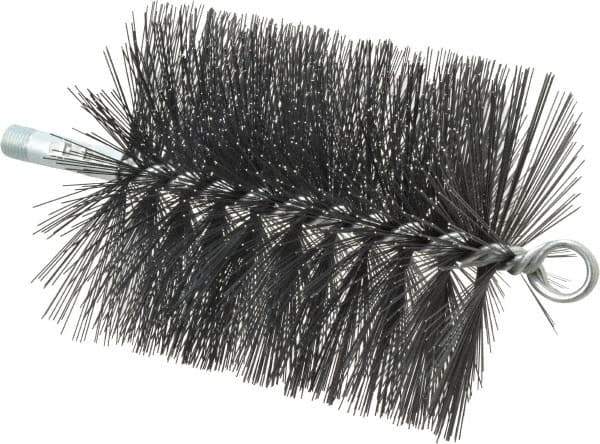 Schaefer Brush - 5" Diam Round, Tempered Steel Wire Chimney Brush - 1/4" NPSM Male Connection - Exact Industrial Supply