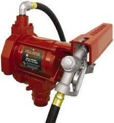 Tuthill - 20 GPM, 3/4" Hose Diam, AC Tank Pump with Manual Nozzle - 1-1/4" Inlet, 3/4" Outlet, 115 Volts, 12' Hose Length, 1/3 hp - Exact Industrial Supply