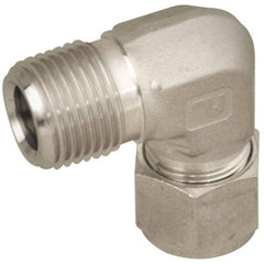 Parker - 5/8" OD, Stainless Steel Male Elbow - -425 to 1,200°F, 7/8" Hex, Comp x MNPT Ends - Exact Industrial Supply