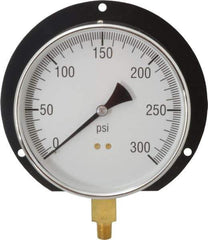 Value Collection - 6" Dial, 1/4 Thread, 0-300 Scale Range, Pressure Gauge - Lower Connection, Rear Flange Connection Mount, Accurate to 3-2-3% of Scale - Exact Industrial Supply