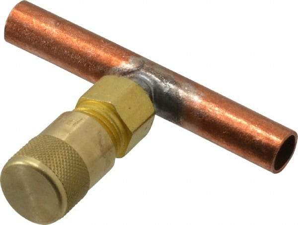 Parker - 500 Max psi, 1/4 Tube OD, Solder Tee Access Valve - Brass - Exact Industrial Supply