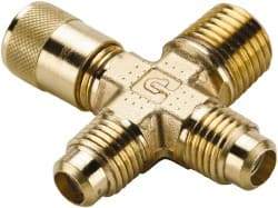 Parker - 1/4-18 Male Pipe, 500 Max psi, 5/16" Tube OD, Forged Male Cross Access Valve - Brass - Exact Industrial Supply