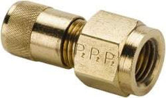 Parker - 500 Max psi, 1/4 Tube OD, Female Flare Connector Access Valve - Brass - Exact Industrial Supply