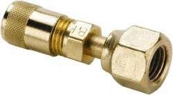 Parker - 500 Max psi, 1/4 Tube OD, Flare Swivel Nut Connector Access Valve - Brass - Exact Industrial Supply