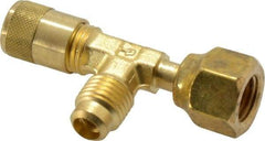 Parker - 500 Max psi, 1/4 Tube OD, Forged Flared Female Run Swivel Tee Access Valve - Brass - Exact Industrial Supply