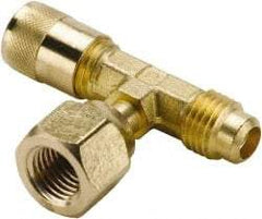 Parker - 500 Max psi, 1/4 Tube OD, Forged Flare Female Branch Tee Access Valve - Brass - Exact Industrial Supply