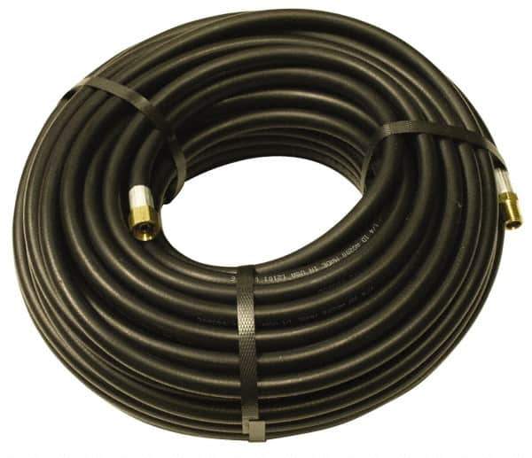 Alliance Hose & Rubber - 1" ID x 1-25/64" OD 100' Long Multipurpose Air Hose - MNPT x FNPT(Swivel) Ends, 200 Working psi, -40 to 190°F, 1" Fitting, Black - Exact Industrial Supply