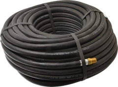 Alliance Hose & Rubber - 1/4" ID x 9/16" OD 100' Long Multipurpose Air Hose - MNPT x FNPT(Swivel) Ends, 300 Working psi, -40 to 190°F, 1/4" Fitting, Black - Exact Industrial Supply