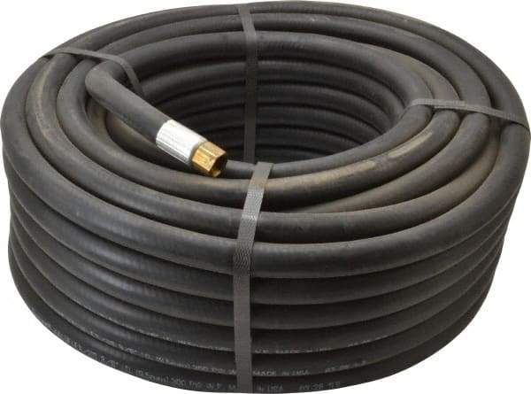 Alliance Hose & Rubber - 3/8" ID x 23/32" OD 100' Long Multipurpose Air Hose - MNPT x FNPT(Swivel) Ends, 300 Working psi, -40 to 190°F, 1/4" Fitting, Black - Exact Industrial Supply