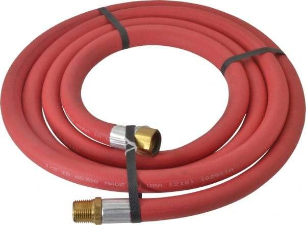 Alliance Hose & Rubber - 1/2" ID x 27/32" OD 10' Long Multipurpose Air Hose - MNPT x FNPT(Swivel) Ends, 300 Working psi, -40 to 190°F, 1/2" Fitting, Red - Exact Industrial Supply