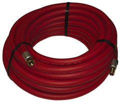 Alliance Hose & Rubber - 1/4" ID x 1/2" OD 50' Long Multipurpose Air Hose - MNPT x FNPT(Swivel) Ends, 200 Working psi, -40 to 190°F, 1/4" Fitting, Red - Exact Industrial Supply