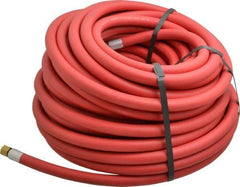 Alliance Hose & Rubber - 3/8" ID x 23/32" OD 100' Long Multipurpose Air Hose - MNPT x FNPT(Swivel) Ends, 300 Working psi, -40 to 190°F, 1/4" Fitting, Red - Exact Industrial Supply