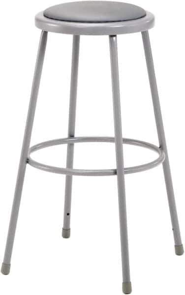 NPS - 30 Inch High, Stationary Fixed Height Stool - 16-1/2 Inch Deep x 16-1/2 Inch Wide, Vinyl Seat, Grey - Exact Industrial Supply