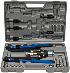 RivetKing - 1/8 to 1/4" Blind Rivet/Rivet Nut Tool Kit - Includes 5/32, 3/16, 1/4, #10-32, 1/4-20, 3/8-16, 5/16-18, Nose Pieces for Blind Rivets, Mandrels - Exact Industrial Supply