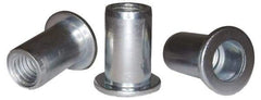 RivetKing - 1/4-20, 0.2 to 0.26" Grip, Aluminum Standard Rivet Nut - Uncoated, Drill Size Letter Q, Round Head - Exact Industrial Supply