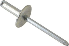 RivetKing - Size 8-14 Dome Head Steel Flush on Both Sides Blind Rivet - Steel Mandrel, 3/4" to 7/8" Grip, 5/8" Head Diam, 0.255" Min Hole Diam, 0.695" Length Under Head, 1/4" Body Diam - Exact Industrial Supply