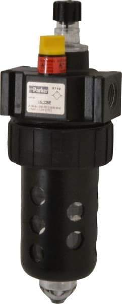 Parker - 3/8" NPT, 150 Max psi Intermediate Micro Mist Lubricator - Polycarbonate Bowl with Sight Glass, Zinc Body, 60 CFM, 125°F Max Temp, 2.81" Wide x 7.82" High - Exact Industrial Supply