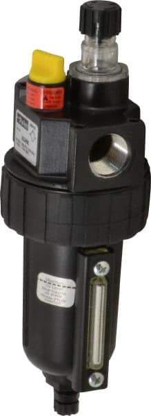 Parker - 1/2" NPT, 250 Max psi Intermediate Micro Mist Lubricator - Metal Bowl with Sight Glass, Zinc Body, 90 CFM, 175°F Max Temp, 2.81" Wide x 7.82" High - Exact Industrial Supply