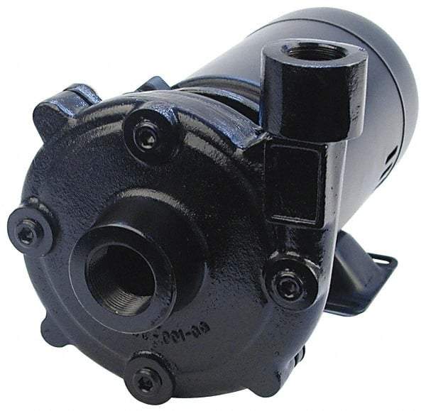 Pentair - ODP Motor, 115/208-230 Volt, 1 Phase, 1/2 HP, Cast Iron Straight Pump - 1-1/4 Inch Inlet, 1 Inch Outlet, 82 Max Head psi, Bronze Impeller, Cast Iron Shaft, Viton Seal, 82 Ft. Shut Off - Exact Industrial Supply