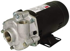 Pentair - ODP Motor, 115/208-230 Volt, 1 Phase, 1 HP, Stainless Steel Straight Pump - 1-1/4 Inch Inlet, 1-1/4 Inch Outlet, 58 Max Head psi, Stainless Steel Impeller, Viton Seal, 58 Ft. Shut Off - Exact Industrial Supply