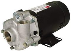 Pentair - ODP Motor, 115/208-230 Volt, 1 Phase, 1/2 HP, Stainless Steel Straight Pump - 1 Inch Inlet, 1-1/4 Inch Outlet, 42 Max Head psi, Stainless Steel Impeller, Viton Seal, 42 Ft. Shut Off - Exact Industrial Supply