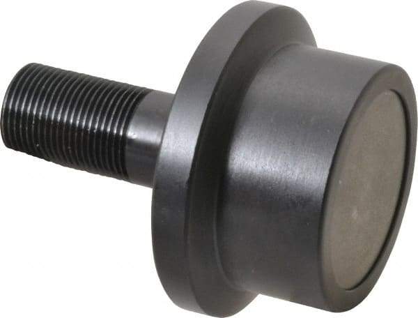 Accurate Bushing - 2-1/2" Roller Diam x 1-11/16" Width, 1" Stud Diam x 2-1/4" Length, Flanged Load Roller - Steel, 1-1/2" Thread Length, 1-14 Thread, 5,120 Lb Dynamic Cap, 3,120 Lb Static Cap - Exact Industrial Supply