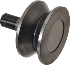 Accurate Bushing - 3-1/2" Roller Diam x 1-11/16" Width, 7/8" Stud Diam x 2" Length, V Guide Roller - Steel, 1-1/8" Thread Length, 7/8-14 Thread, 3,490 Lb Dynamic Cap, 2,000 Lb Static Cap - Exact Industrial Supply