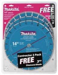 Makita - 14" Diam, 20mm Arbor Hole Diam, Wet & Dry Cut Saw Blade - Diamond-Tipped, Standard Round Arbor - Exact Industrial Supply