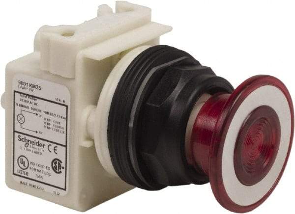 Schneider Electric - 30mm Mount Hole, Extended Straight, Pushbutton Switch Only - Red Pushbutton, Maintained (MA) - Exact Industrial Supply