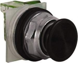 Schneider Electric - 30mm Mount Hole, Extended Straight, Pushbutton Switch with Contact Block - Black Pushbutton, Momentary (MO) - Exact Industrial Supply