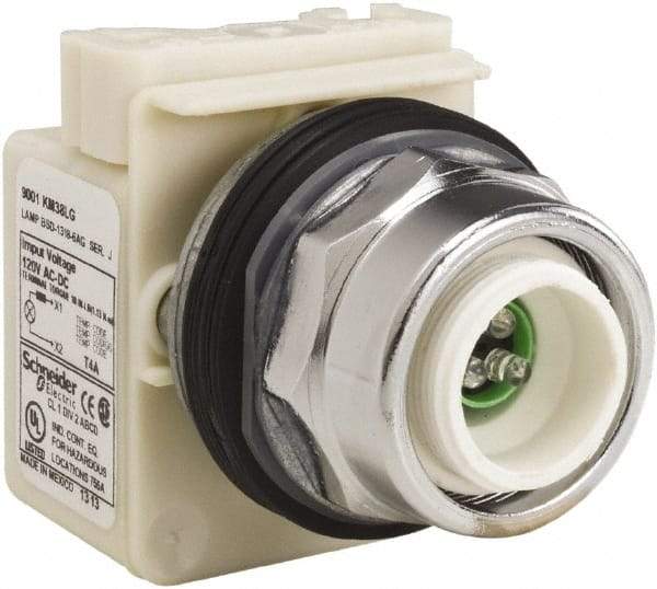 Schneider Electric - Extended Straight Pushbutton Switch Operator - Green, Round Button, LED Lamp, Illuminated - Exact Industrial Supply