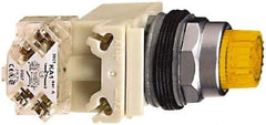 Schneider Electric - 30mm Mount Hole, Extended Straight, Pushbutton Switch - Amber Pushbutton, Illuminated, Momentary (MO) - Exact Industrial Supply