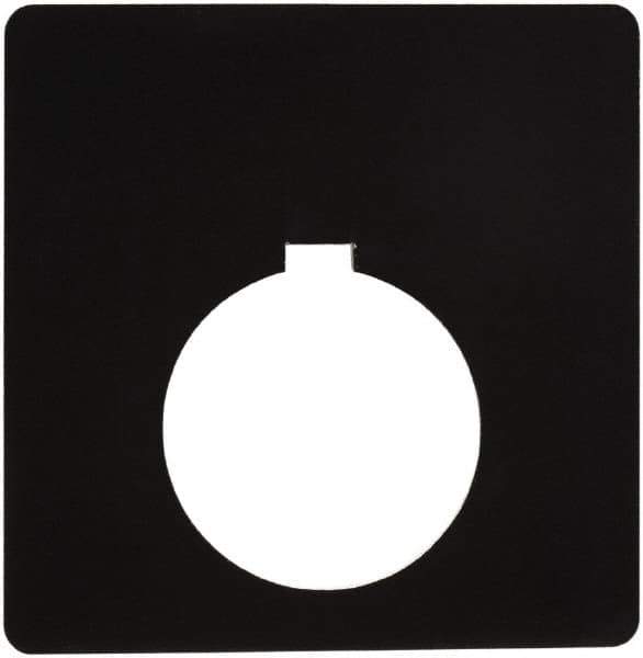 Schneider Electric - Square, Plastic Legend Plate - Blank - Black Background, White Letters, 1.2 Inch Hole Diameter, 2-1/2 Inch Square - Exact Industrial Supply