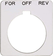 Schneider Electric - Square, Plastic Legend Plate - Forward-Off-Reverse - White Background, Black Letters, 1.22 Inch Hole Diameter, 1-3/4 Inch Square - Exact Industrial Supply