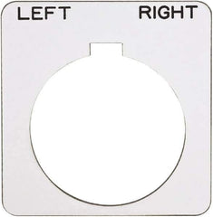 Schneider Electric - Square, Plastic Legend Plate - Left-Right - White Background, Black Letters, 1.22 Inch Hole Diameter, 1-3/4 Inch Square - Exact Industrial Supply