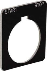 Schneider Electric - Square, Plastic Legend Plate - Start-Stop - Black Background, White Letters, 1.22 Inch Hole Diameter, 1-3/4 Inch Square - Exact Industrial Supply