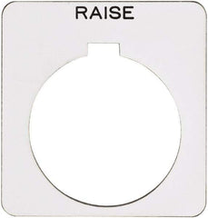 Schneider Electric - Square, Plastic Legend Plate - Raise - White Background, Black Letters, 1.22 Inch Hole Diameter, 1-3/4 Inch Square - Exact Industrial Supply