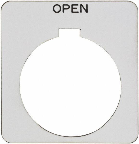 Schneider Electric - Square, Plastic Legend Plate - Open - White Background, Black Letters, 1.22 Inch Hole Diameter, 1-3/4 Inch Square - Exact Industrial Supply