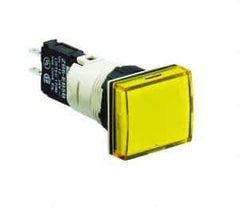 Schneider Electric - 12-24 VAC/VDC Yellow Lens LED Pilot Light - Rectangle Lens, Quick Connect Connector, 24mm Wide, Vibration Resistant - Exact Industrial Supply