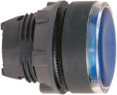 Schneider Electric - 22mm Mount Hole, Flush, Pushbutton Switch Only - Round, Blue Pushbutton, Illuminated, Momentary (MO) - Exact Industrial Supply