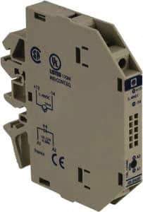 Schneider Electric - 17 Milliamp, NC Configuration, Interface Relay Module - DIN Rail Mount, 23 to 131°F, 120 to 127 Volt - Exact Industrial Supply