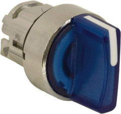 Schneider Electric - 22mm Mount Hole, 3 Position, Handle Operated, Selector Switch - Blue, Momentary (MO), Illuminated, Shock, Vibration and Water Resistant - Exact Industrial Supply