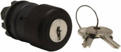 Schneider Electric - 22mm Mount Hole, Extended Mushroom Head, Pushbutton Switch Only - Round, Black Pushbutton, Nonilluminated, Maintained (MA) - Exact Industrial Supply