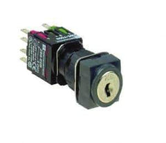 Schneider Electric - 16mm Mount Hole, Key Operated, Selector Switch - Black, Maintained (MA), NO/NC, Vibration Resistant - Exact Industrial Supply