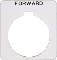 Schneider Electric - Square, Plastic Legend Plate - Forward - White Background, Black Letters, 1.22 Inch Hole Diameter, 1-3/4 Inch Square - Exact Industrial Supply