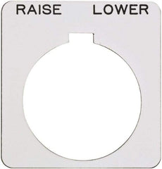 Schneider Electric - Square, Plastic Legend Plate - Raise-Lower - White Background, Black Letters, 1.22 Inch Hole Diameter, 1-3/4 Inch Square - Exact Industrial Supply