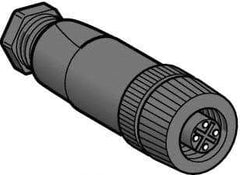 Telemecanique Sensors - 3 Amp, M12 4 Pin Female Straight Field Attachable Connector Sensor and Receptacle - 125 VAC, 150 VDC, IP67 Ingress Rating - Exact Industrial Supply