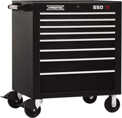 Proto - 8 Drawer Steel Tool Roller Cabinet - 34" Wide x 41" High x 25-1/4" Deep, Ball Bearing Drawer Slides, Black - Exact Industrial Supply